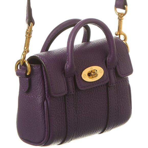 Mulberry Mini Leather Top Handle Bag, Purple - Picture 3 of 4
